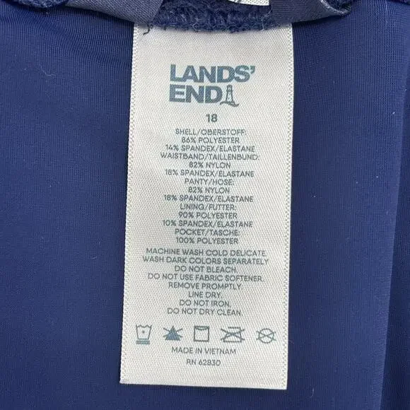 Lands End Swim Shorts Size 18W Blue Stripe Pockets Brief Lining Quick Dry - Picture 5 of 10